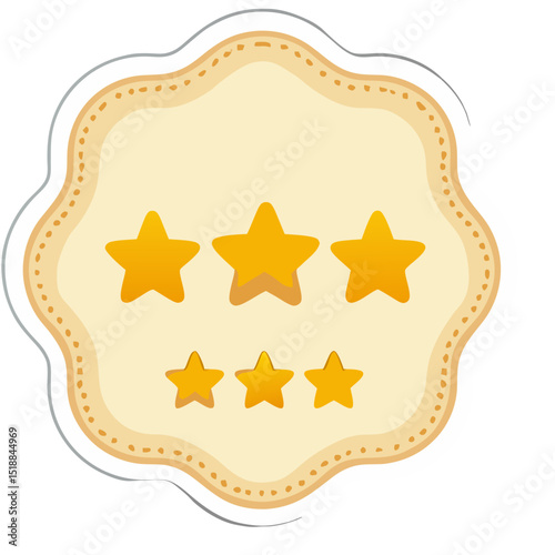 A visual representation of a rating feedback with three stars of different sizes
