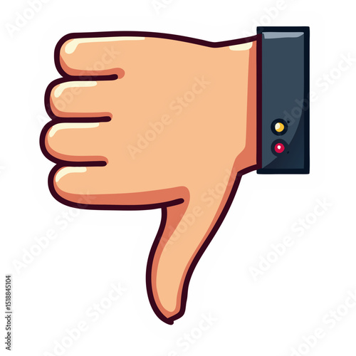 Cartoon illustration of a thumbs down hand gesture representing disapproval or dislike