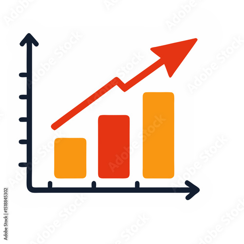 A vibrant illustration of a rising graph and bar charts to showcase business progress