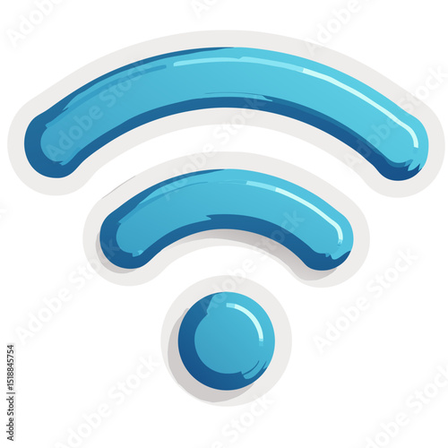 Iconic stylized Wi-Fi symbol with a blue gradient on a black background minimal design