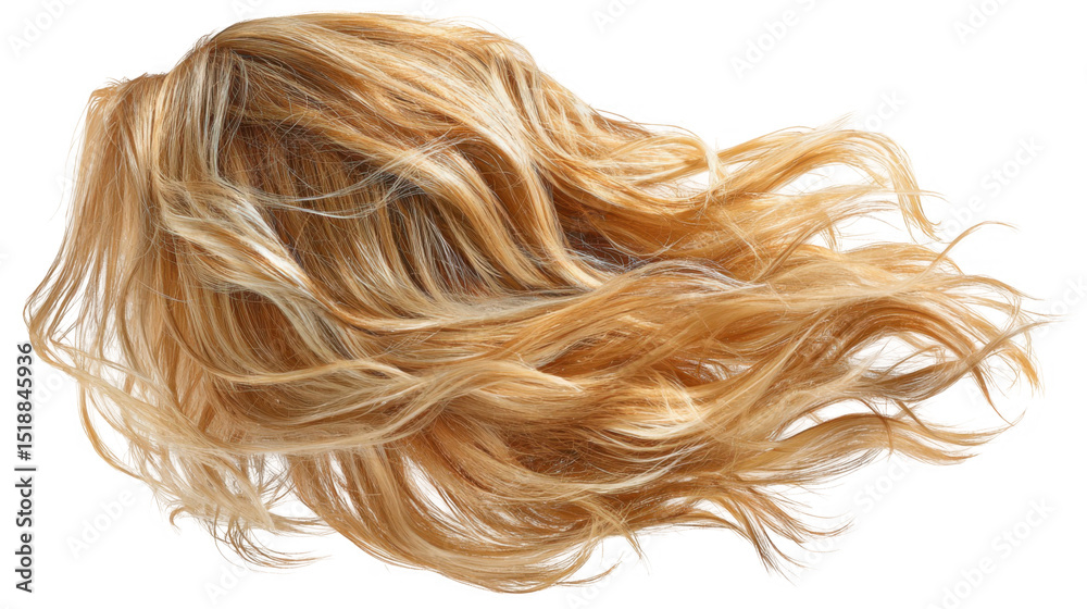 © Justlight - Long, wavy blond hair with highlights is flowing freely, giving a sense of movement and dynamism, isolated on a transparent background, perfect for beauty and hair care projects © Justlight - Long, wavy blond hair with highlights is flowing freely, giving a sense of movement and dynamism, isolated on a transparent background, perfect for beauty and hair care projects