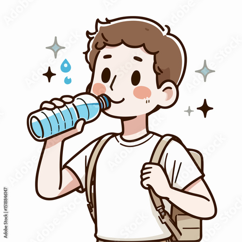 vector illustration of people drinking water