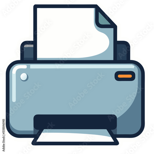 Illustration of a Modern Printer with Paper Output and a Clean White Background
