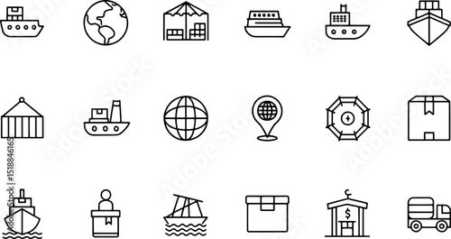 line icons related to import and export  internati.eps