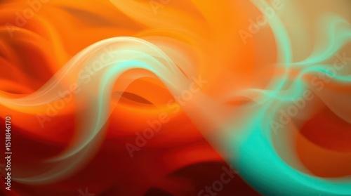 Abstract swirl blends warm hues with subtle turquoise lights