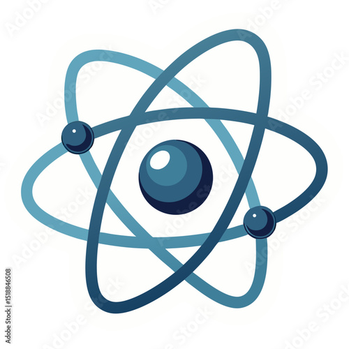 Illustration of an atom with orbiting electrons, science and physics concept