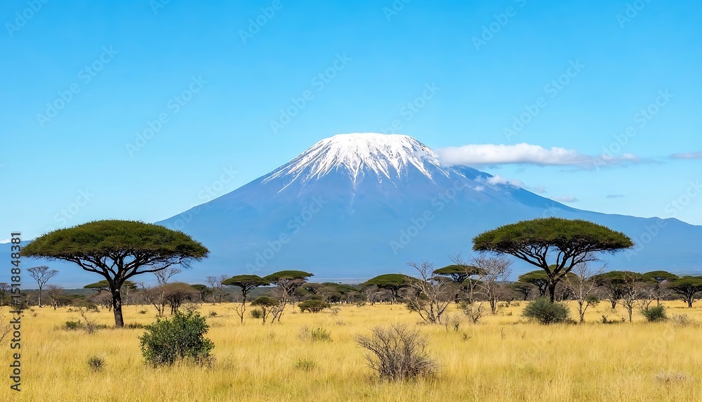 Fototapeta premium Mount Kilimanjaro View From Savanna