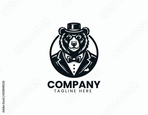Friendly Mr Bear Charming Animal Mascot Cute Illustration Vector Logo Design