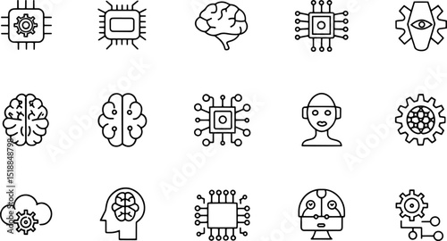 artificial intelligence line editable stroke icons.eps