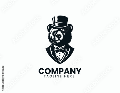 Friendly Mr Bear Charming Animal Mascot Cute Illustration Vector Logo Design