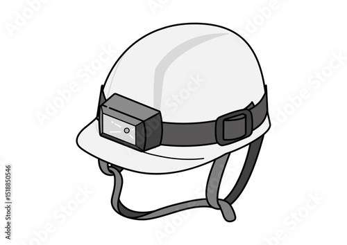 ヘッドライト付きの防災ヘルメットのイラスト