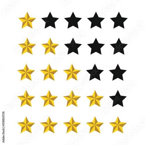 Star rating icons in rows from 1 to 5
