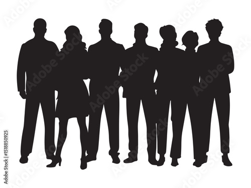 Diverse Group of People Silhouettes - Team, Community & Business Icon