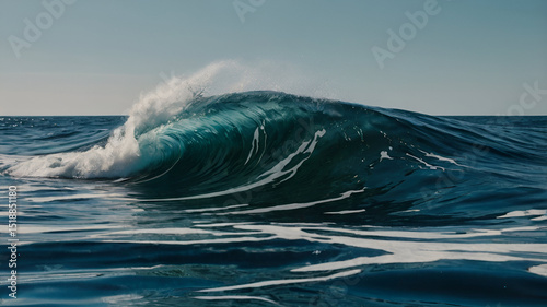 An abstract background of seawater flow under light exposure Digital abstract image of blue-green ocean waves in a stylized design gray background Generate AI,
