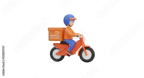 Food delivery service with scooter and box fast shipping online order restaurant business transportation image png on transparent background