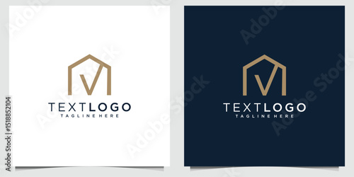Modern letter V and house shape vector logo design template inspiration