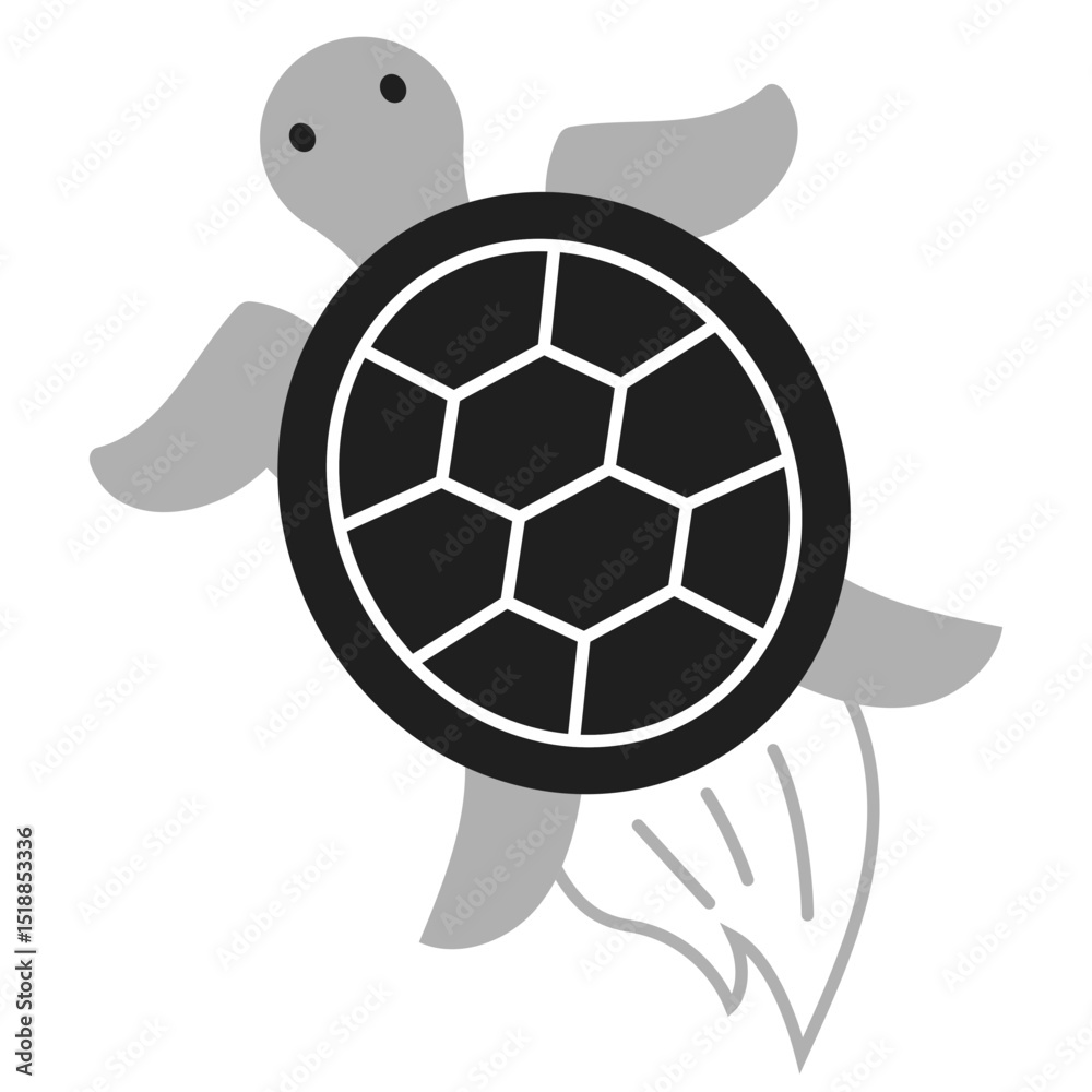 Obraz premium 亀の和風アイコンイラスト モノクロ