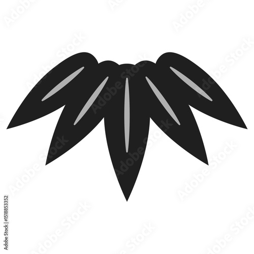 笹の葉の和風アイコンイラスト　モノクロ