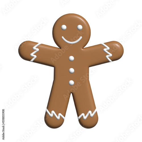 Gingerbread man cookie with icing details