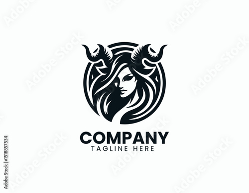 Powerful Demon Woman Dark Allure Fantasy Character Vector Logo Design