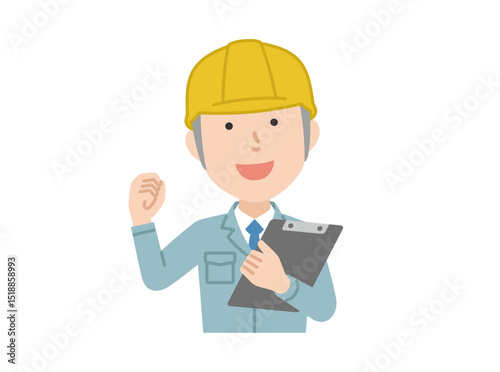 ガッツポーズ,男性作業員
