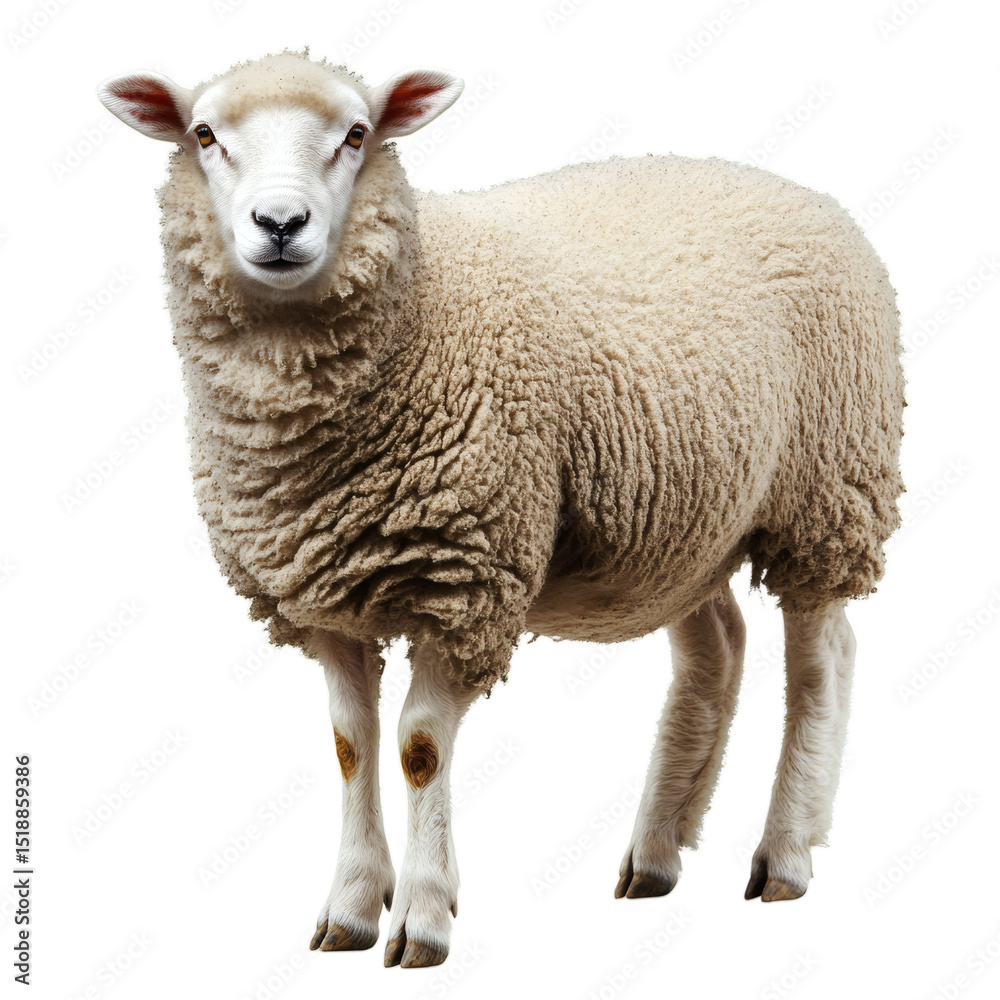 Fototapeta premium [Transparent Background PNG]Sheep Portrait Against White Background