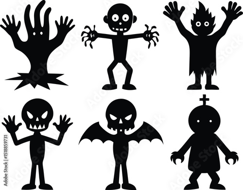 Set of halloween zombie hands silhouette, Zombie hands silhouette vector illustration