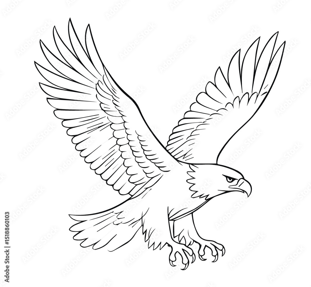 The practice drawing paints a hawk shape as a vector line outline