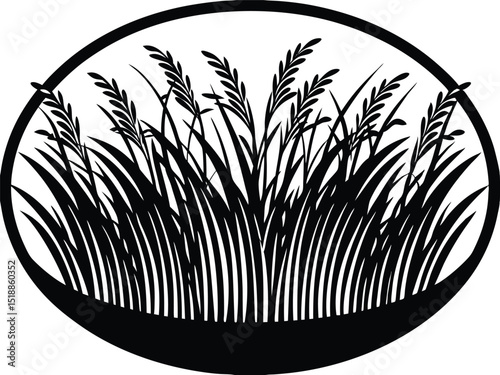 Seamless grass silhouette vector, Grass field border isolated, Silhouette of cattails and reeds. Wild grass on the river bank. Swamp coastal plants. vector illustration