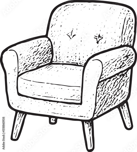A plush armchair with soft cushions, perfect for sinking into with a book and coffee in a cozy cafe setting, inviting relaxation and warmth