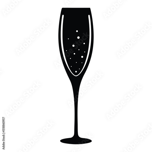 A sleek champagne glass silhouette, elegant and simple, capturing the celebratory spirit with clean lines and timeless charm—perfect for festive, classy designs.
