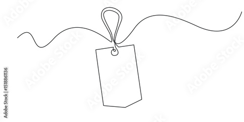 continuous single line image of price tag.symbol sign for shopping discount,black friday. single line vector