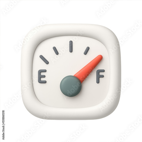 Fuel Gauge Icon: A minimalist and vibrant graphic of a fuel gauge, showcasing a full tank, ready to go, symbolizing energy, capacity and readiness.