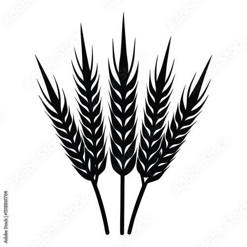 Silhouette of wheat ears with long stems and pointed tips, gracefully arching in a natural cluster, symbolizing harvest, growth, and rural simplicity.

