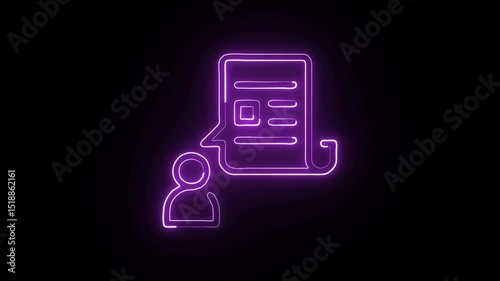 glowing neon news icon isolated, black background, HD video motion graphic animation