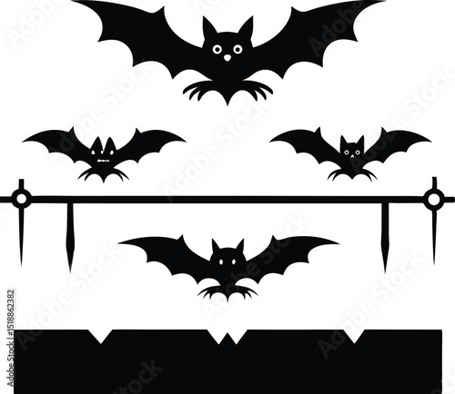 Halloween dividers silhouette vector, Halloween design border and divider silhouette. vector illustration