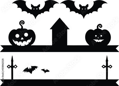 Halloween dividers silhouette vector, Halloween design border and divider silhouette. vector illustration