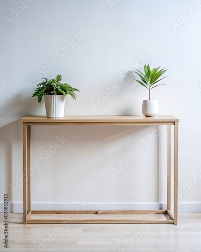 Modern Minimalist Console Table with Plants Interior Design Inspiration