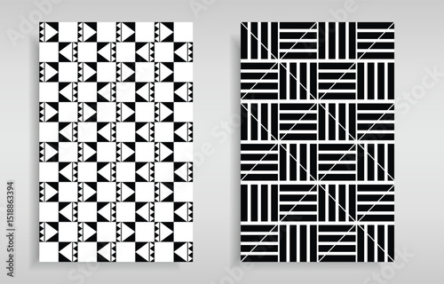 black and white color geometric pattern set.vector pattern design.
