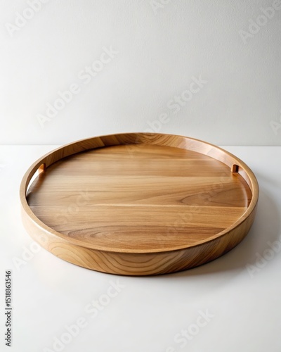 Elegant Round Wooden Serving Tray with Handles Perfect for Parties and Everyday Use