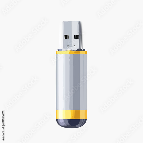 Sleek Silver and Gold USB Flash Drive High-Capacity Data Storage