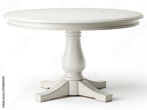 Elegant Round Dining Table Classic Pedestal Base, White Finish, Perfect for Small Spaces