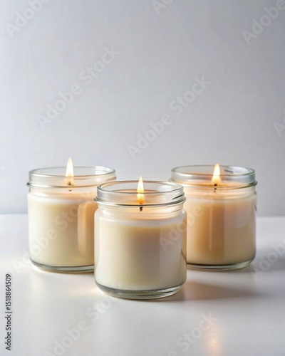 Serene Candlelight Three Glass Jar Candles, Warm Glow, Relaxation, Tranquility, Home Decor