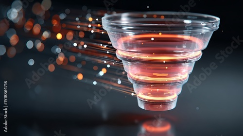 Abstract depiction of a dynamic swirling vortex with motion blur effect and glowing particles in a dark background