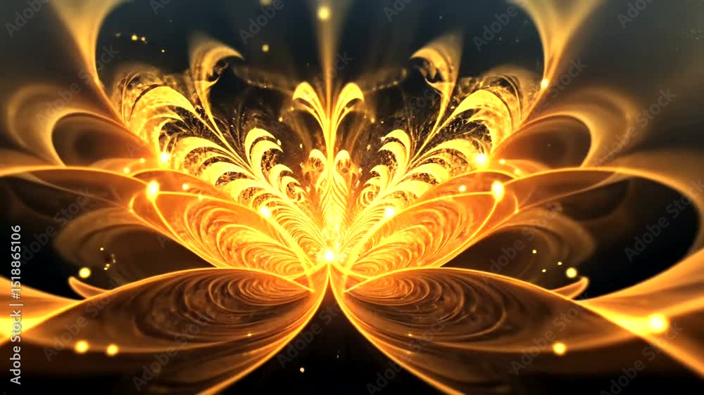 An abstract image with an orange glow, light spots and flower