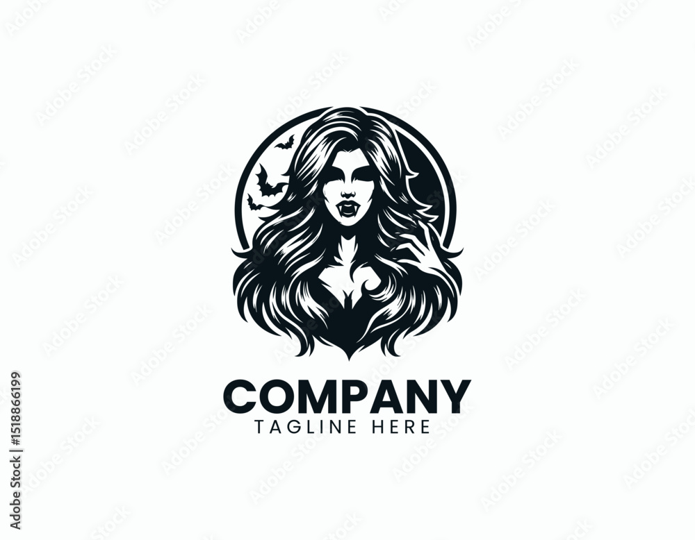 Mysterious Vampire Girl Gothic Fantasy Character Illustration Vector Logo Design Mysterious Vampire Girl Gothic Fantasy Character Illustration Vector Logo Design