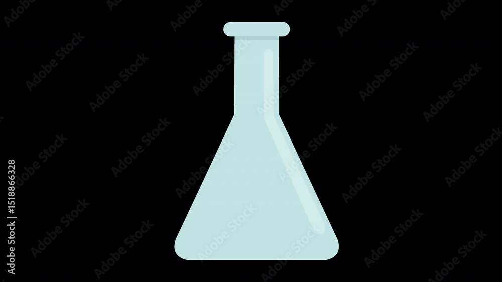 Animated chemistry flask rotating on a Transparent Background creating a science mood Animated chemistry flask rotating on a Transparent Background creating a science mood