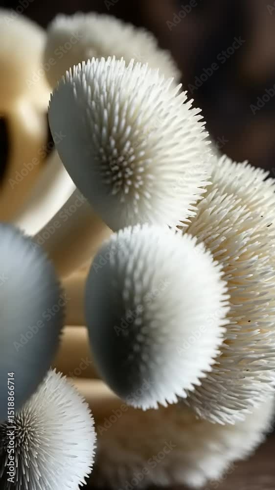 Close-up of unique white mushrooms on a dark background Close-up of unique white mushrooms on a dark background