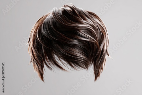 Detailed digital rendering of a brown hairstyle.