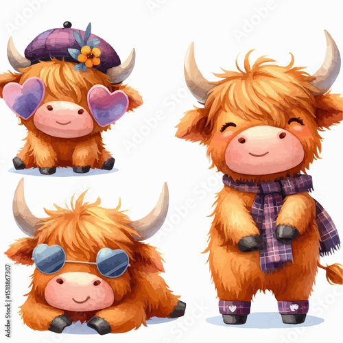 Funny Set of cute cows